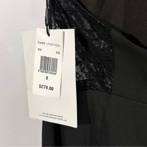Fame and Partners “Nicchi” Black Lace Panel Gown – NWT – Size 8 - Picture 7 of 11
